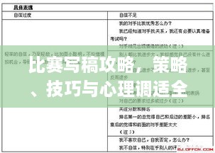 比赛写稿攻略，策略、技巧与心理调适全解析