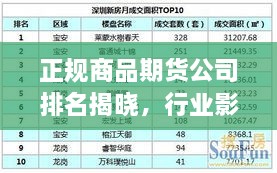 正规商品期货公司排名揭晓，行业影响力与信誉度一览
