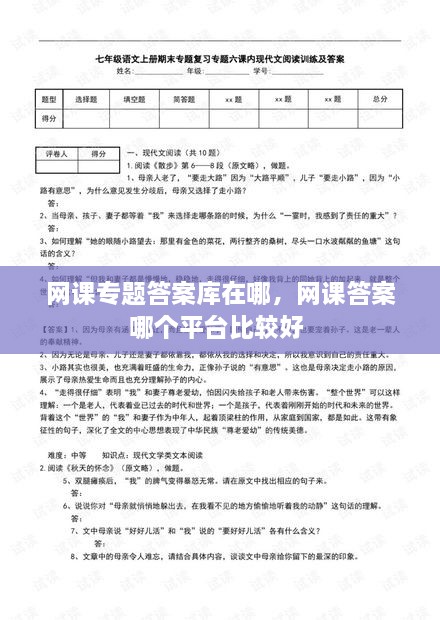 网课专题答案库在哪，网课答案哪个平台比较好 